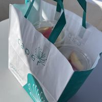 Huge Vegan breakfast delivered like this daily.   at The Noverian Bios Santorini, Vegan Boutique Hotel in Santorini