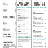 Menu at Cafés Tornasol in Madrid