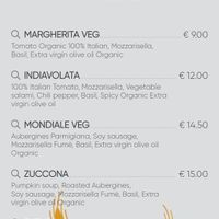 Vegan section of the menu including 4 pizzas at Pizzeria da Lioniello   in Milan