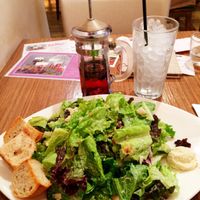 Vegan Cesar salad and herbal tea at Bio Cafe in Tokyo
