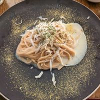 Vegan carbonara at Bio Cafe in Tokyo
