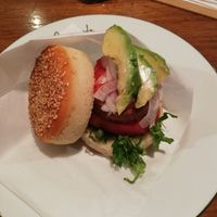 Vegan gluten-free burger  at Bio Cafe in Tokyo