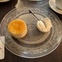 Vegan soy cheesecake with soy cuisine at Bio Cafe in Tokyo