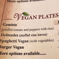 Vegan items   at Lindos Garden Restaurant in Rhodes