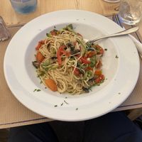Spaghetti with vegetables   at Lindos Garden Restaurant in Rhodes
