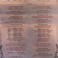 Menu pt 1  at Flavors of India in Columbia