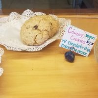Cowboy Cookie, the only vegan option today. at Good Harbor Coffee and Bakery in Traverse City