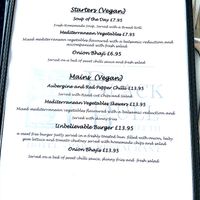 The vegan menu (there is a separate veggie one)   at The Black Bull Hotel Reeth in Reeth