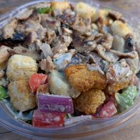 Half size vegan Paul Bunyan with chicken at Garden Monsters in Portland