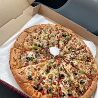 Veggie pizza with vegan cheesee  at Westside Pizza  in Coeur D Alene