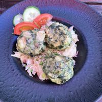 Vegan Knödel with Krautsalat  at Waldcafe Forellenteich in Braunlage