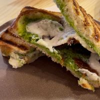 Plant based mozzarela in the panini at Asante in Barcelona