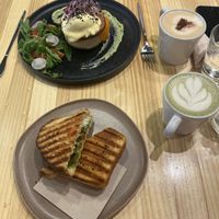 Caprese Panini and Eggs Benedict  at Asante in Barcelona