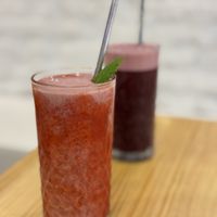Strawberry&banana smoothie and blueberry&lavender lemonade  at Asante in Barcelona
