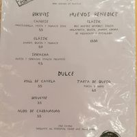 Menu at Asante in Barcelona