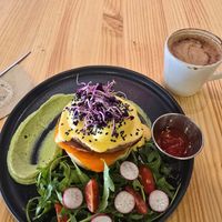 Vegan Eggs Benedict and Mocha at Asante in Barcelona