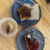 Coconut salted caramel brioche and strawberry cheesecake  at Asante in Barcelona