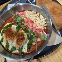 Shakshouka (with gluten-free bread) at Asante in Barcelona