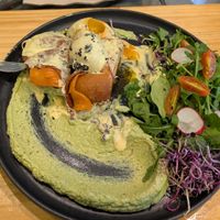 Vegan Eggs Benedict with runny yolks! at Asante in Barcelona