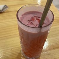 Delicious strawberry smoothie  at Asante in Barcelona