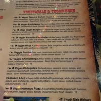 Vegan Menu at Tequila Sunrise Mexican Grill in Oakland Park