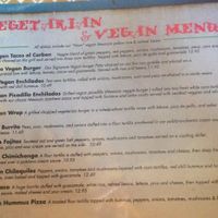 Clearly marked veg & vegan options  at Tequila Sunrise Mexican Grill in Oakland Park