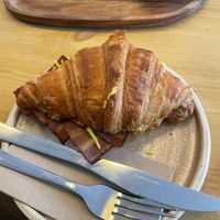 Cheeze and bacon croissantt  at Oat and Bean in Cardiff