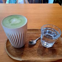 Matcha latte at Oat and Bean in Cardiff
