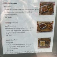 All vegan section of menu  at Café d'Éthiopie in Geneva