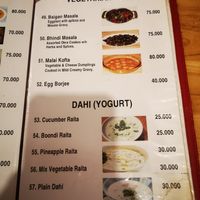 Menu at Tajmahal  in Ho Chi Minh City