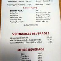 Crush Ice and Drinks Menu at Hanoi Bistro in Southampton
