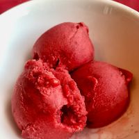 Raspberry sorbet at Sofra Bld in Abu Dhabi
