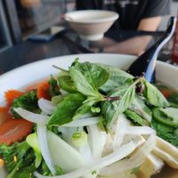 Vegan pho with cubed tofu and vegetables at Pho Real in Charlotte