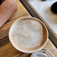 Mocha latte with oatmilk at Greenstraw Cafe in Newtown