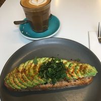 Vegan avocado toast & oat milk flat white at O Coffee in Paris