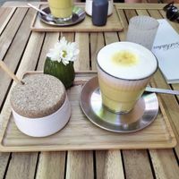 Curcuma latte with almond milk✨  at Soul Kitchen in Sofia