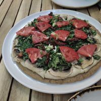 Pizza Mediterranean. The best vegan pizza ever!  at Soul Kitchen in Sofia