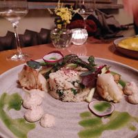 Grilled cauliflower with aspergus at Soul Kitchen in Sofia