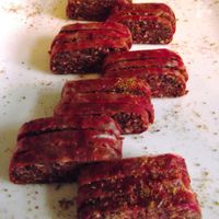 Wine mezze - plant based dehydrated sausage  at Soul Kitchen in Sofia