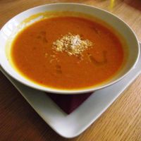 Soup of the day - carrot soup at Soul Kitchen in Sofia