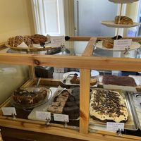 Cakes and pastries all vegan    at Café Petiole in London