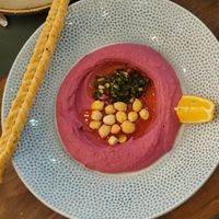 Beetroot humous at Sogdiana Cafe in Samarkand