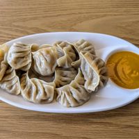 Veggie momos. at Pathway Burgers & Momos in Calgary