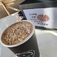 Another unique coffee drink-pistachio. Think Dubai chocolate, but in drink form! Yum. at Roman's Pizza House in Absecon