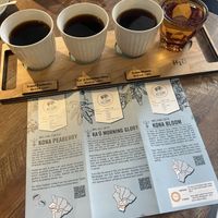 Bright and sweet coffee flight  at Big Island Coffee Roasters in Hilo