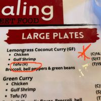 Tofu option  at Mamaling in Palm Coast