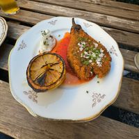 Cotolette di Melanzane, Grilled Papprikasås, Aïoli   at Fir in Malmo