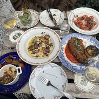 King Oyster Mushroom “scallops” and fried aubergine with ajvar-ish sauce and aioli  at Fir in Malmo