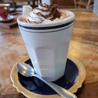 gingerbread hot chocolate with cream at V-Cake Cafe in Dresden