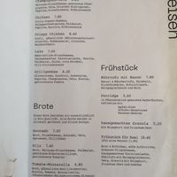 menu (there is also a page with beverages) at V-Cake Cafe in Dresden